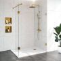 Saniclass Create inloopdouche 130x200cm profielloos met 40cm draaibare zijwand antikalk en 8mm veiligheidsglas geborsteld RVS 4JC3-130 40g - Thumbnail 2