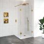 Saniclass Create inloopdouche 110x200cm profielloos met 40cm zijwand met antikalk en 8mm veiligheidsglas koper 4JC2-110 40k - Thumbnail 2
