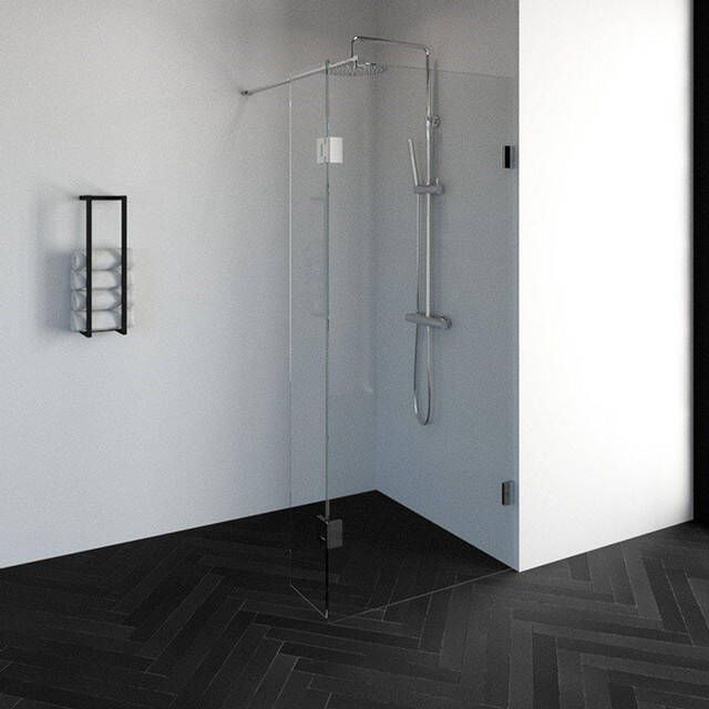 Brauer Create Inloopdouche 90x200cm profielloos 30cm draaibare zijwand antikalk 8mm veiligheidsglas chroom 4JC3-90 30CH