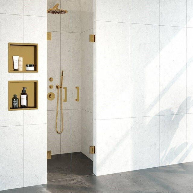 Brauer Create Pendeldeuren 60x200cm profielloos met antikalk en 8mm veiligheidsglas Goud geborsteld 4JC16-60U