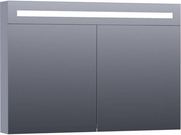 BRAUER Double Face Spiegelkast 100x70x15cm verlichting geintegreerd 2 links- rechtsdraaiende spiegeldeur MDF mat grijs 7359