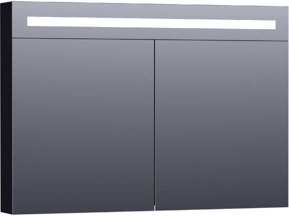 BRAUER Double Face Spiegelkast 100x70x15cm verlichting geintegreerd 2 links- rechtsdraaiende spiegeldeur MDF mat zwart 7365