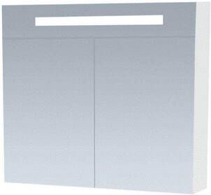 BRAUER Double Face Spiegelkast 80x70x15cm verlichting geintegreerd 2 links- rechtsdraaiende spiegeldeur MDF hoogglans wit 7071