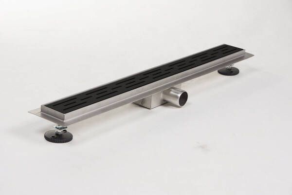Brauer Douchegoot 50x7x6.7cm ondiepe vloerflens zijuitloop RVS mat zwart sw62771 sw542691