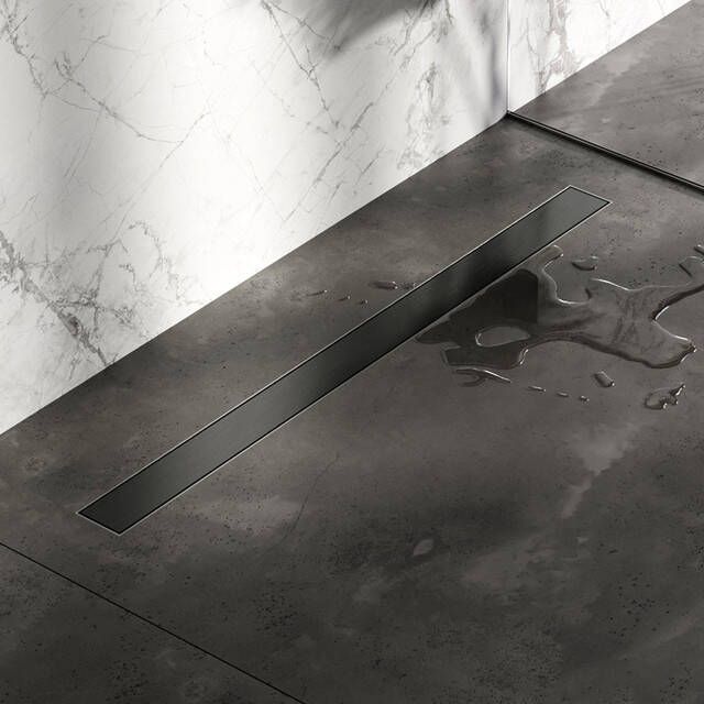 Brauer Douchegoot 90x7.5cm vloerflens tegelinlegrooster omkeerbaar RVS geborsteld gunmetal DR-MRF90GM