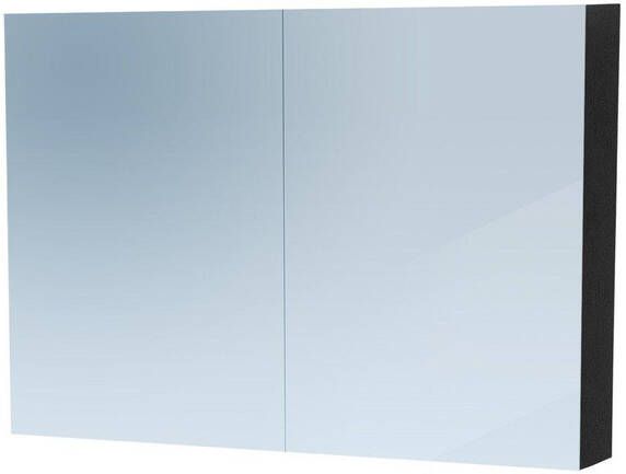 Brauer Dual Spiegelkast 100x70x15cm 2 links- rechtsdraaiende spiegeldeur MFC black wood 7773