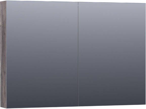 BRAUER Dual Spiegelkast 100x70x15cm 2 links- rechtsdraaiende spiegeldeur MFC grey Canyon SK-DU100GC