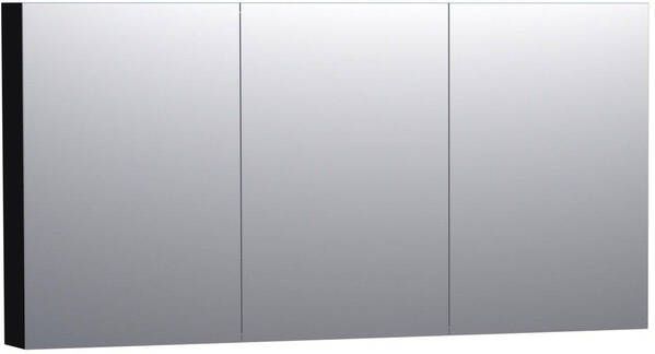 BRAUER Dual Spiegelkast 140x70x15cm verlichting geintegreerd 3 links- rechtsdraaiende spiegeldeur MDF mat zwart 7185