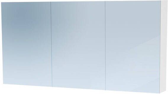 BRAUER Dual Spiegelkast 140x70x15cm verlichting geintegreerd 3 links- rechtsdraaiende spiegeldeur MDF hoogglans wit 7780