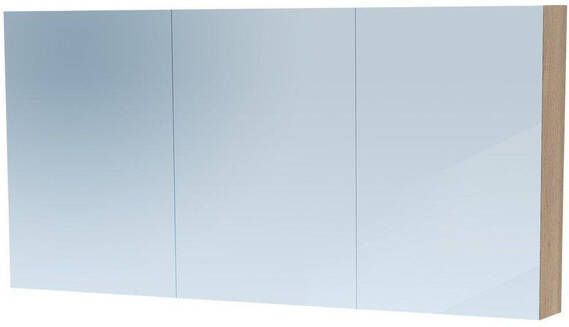 BRAUER Dual Spiegelkast 140x70x15cm verlichting geintegreerd 3 links- rechtsdraaiende spiegeldeur MFC legno calore 7782