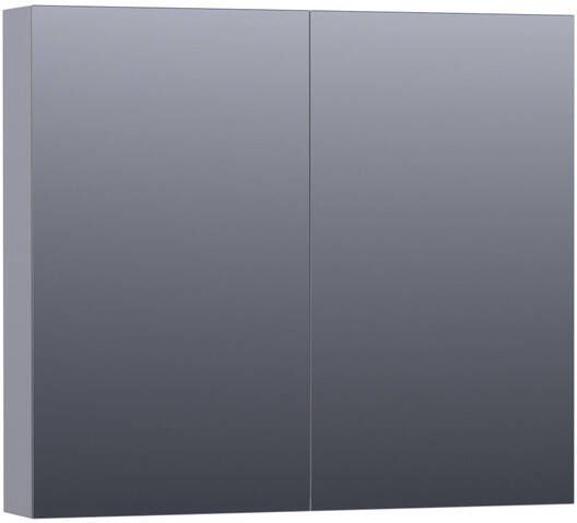 BRAUER Dual Spiegelkast 80x70x15cm 2 links- rechtsdraaiende spiegeldeur MDF mat grijs 7176