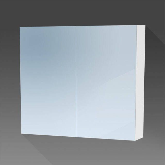 BRAUER Dual Spiegelkast 80x70x15cm 2 links- rechtsdraaiende spiegeldeur MDF mat wit 7763