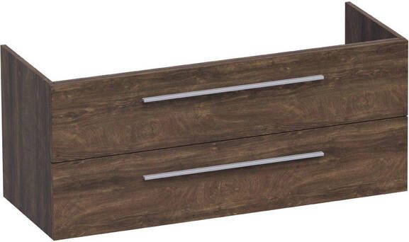 BRAUER EX WastafelOnderkast 120x46x50cm 2 softclose lades zonder greep 2 sifonuitsparingen MFC burned bark 1368