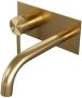Brauer Gold Carving inbouw wastafelmengkraan met gebogen uitloop rechts en afdekplaat model A2 Goud geborsteld PVD 5-GG-083-B6 - Thumbnail 2