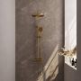 Brauer Gold Carving Regendoucheset opbouw hoofddouche 30cm glijstang handdouche rond 3 stand carving knoppen PVD geborsteld goud 5-GG-256 - Thumbnail 1