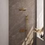 Brauer Gold Carving thermostatische inbouw regendouche met drukknoppen SET 64 met 30 cm douchekop en gebogen muurarm en staaf handdouche en doucheslang en geïntegreerde glijstang goud geborsteld PVD - Thumbnail 1