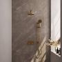 Brauer Gold Carving thermostatische inbouw regendouche met drukknoppen SET 67 met 20 cm douchekop en rechte muurarm en 3-standen handdouche en doucheslang en geïntegreerde glijstang goud geborsteld PVD - Thumbnail 1
