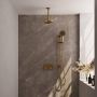 Brauer Gold Carving thermostatische inbouw regendouche met drukknoppen SET 71 met 20 cm douchekop en plafondarm en 3-standen handdouche en doucheslang en geïntegreerde glijstang goud geborsteld PVD - Thumbnail 1