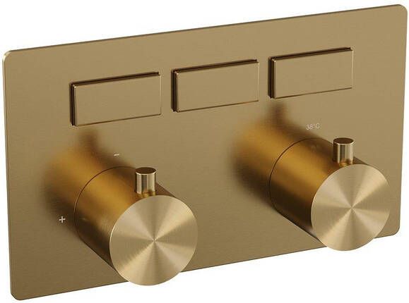 Brauer Gold Edition 3 functies inbouwthermostaat drukknoppen in afbouwdelen goud geborsteld PVD 5-GG-156