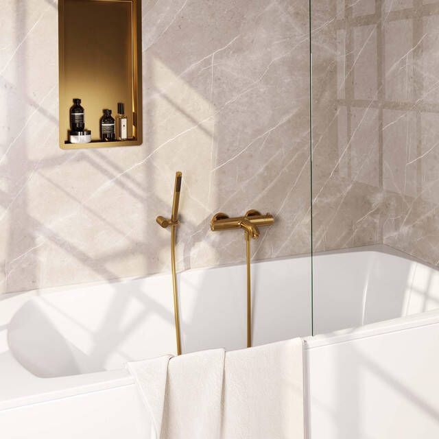 Brauer Gold Edition Badkraan douchegarnituur handdouche staaf 1 stand gladde knop PVD geborsteld goud 5-GG-232