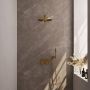 Brauer Gold Edition thermostatische inbouw regendouche met drukknoppen SET 50 met 30 cm douchekop en rechte muurarm en staaf handdouche en doucheslang en wandaansluitbocht goud geborsteld PVD - Thumbnail 1