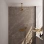 Brauer Gold Edition thermostatische inbouw regendouche met drukknoppen SET 53 met 20 cm douchekop en plafondarm en staaf handdouche en doucheslang en wandaansluitbocht goud geborsteld PVD - Thumbnail 1