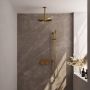 Brauer Gold Edition thermostatische inbouw regendouche met drukknoppen SET 66 met 30 cm douchekop en plafondarm en staaf handdouche en doucheslang en geïntegreerde glijstang goud geborsteld PVD - Thumbnail 1