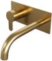 BRAUER Gold Edition Wastafelmengkraan inbouw gebogen uitloop rechts hendel plat smal afdekplaat model D2 PVD geborsteld goud 5-GG-083-B4 - Thumbnail 2