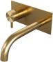 Brauer Gold Edition Wastafelmengkraan inbouw gebogen uitloop rechts korte smalle gladde hendel afdekplaat model B2 PVD geborsteld goud 5-GG-083-B5 - Thumbnail 2