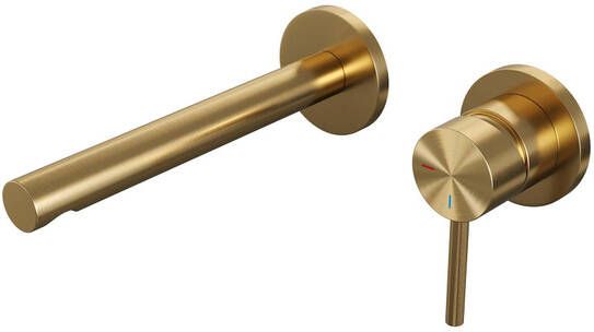 Brauer Gold Edition Wastafelmengkraan inbouw rechte uitloop links hendel lang smal model A 1 PVD geborsteld goud 5-GG-004-S2-65