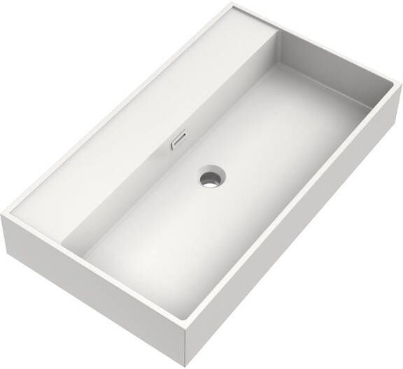 Brauer Gravity wastafel 80x46x2cm 1 wasbak 0 kraangaten mineraalmarmer zijdeglans wit WT-GV800ZW