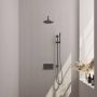 Brauer Gunmetal Carving thermostatische inbouw regendouche met drukknoppen SET 63 met 20 cm douchekop en gebogen muurarm en staaf handdouche en doucheslang en geïntegreerde glijstang gunmetal geborsteld PVD - Thumbnail 1