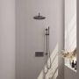 Brauer Gunmetal Edition thermostatische inbouw regendouche met drukknoppen SET 64 met 30 cm douchekop en gebogen muurarm en staaf handdouche en doucheslang en geïntegreerde glijstang gunmetal geborsteld PVD - Thumbnail 1
