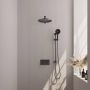 Brauer Gunmetal Edition thermostatische inbouw regendouche met drukknoppen SET 68 met 30 cm douchekop en rechte muurarm en 3-standen handdouche en doucheslang en geïntegreerde glijstang gunmetal geborsteld PVD - Thumbnail 1