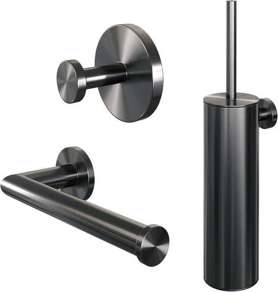 Brauer Gunmetal Edition Toilet Accessoireset 3-delig PVD geborsteld gunmetal 5-GM-323