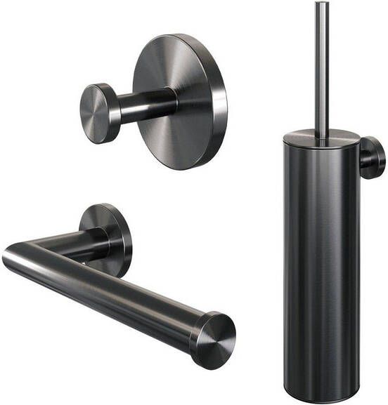 Brauer Gunmetal Edition Toilet Accessoireset 3-delig PVD geborsteld gunmetal 5-GM-323