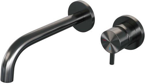 Brauer Gunmetal Edition Wastafelmengkraan inbouw gebogen uitloop links hendel kort smal model B 1 PVD geborsteld gunmetal 5-GM-004-B5-65