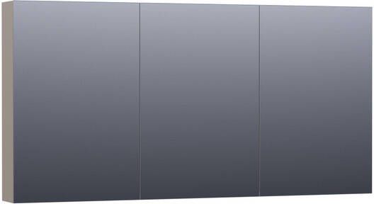 Brauer Impress Deluxe spiegelkast 140x70x15cm interne en externe verlichting 3 dubbelzijdige spiegeldeuren mat taupe SK-IMD140MT