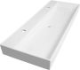 Brauer Lunar meubelwastafel 131x13x46.5cm met overloop 1 wasbak 2 kraangaten keramiek glans wit WT-LU120-12HW - Thumbnail 2