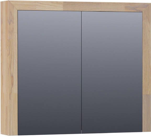 BRAUER natural wood Spiegelkast 80x70x15cm 2 links rechtsdraaiende spiegeldeuren hout grey oak 70541