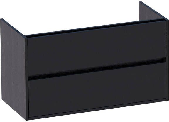 BRAUER Nexxt Wastafelonderkast 100x46x55cm 2 greeploze softclose lades 1 sifonuitsparing MFC black wood 1420