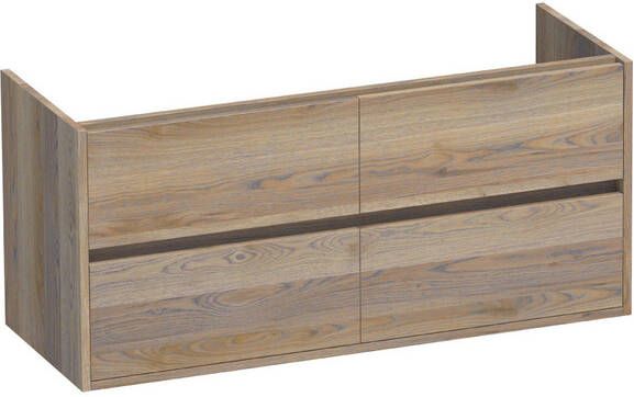 Brauer Nexxt Wastafelonderkast 120x46x55cm 4 greeploze softclose lades 2 sifonuitsparingen hout Vintage oak 1074VOG