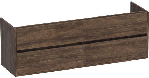 BRAUER Nexxt Wastafelonderkast 160x46x55cm 4 greeploze softclose lades 2 sifonuitsparingen MFC burned bark 1788