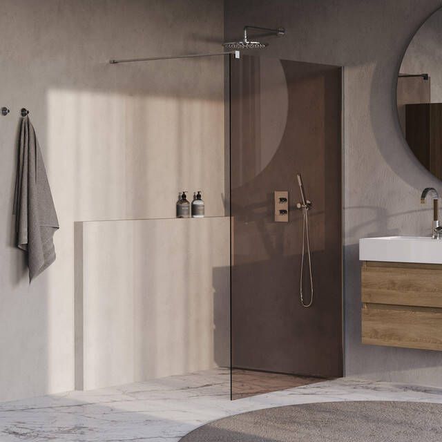 Brauer Oblivion Inloopdouche 120x200cm glascoating brons glas Chroom GS-OBI1B120200CE