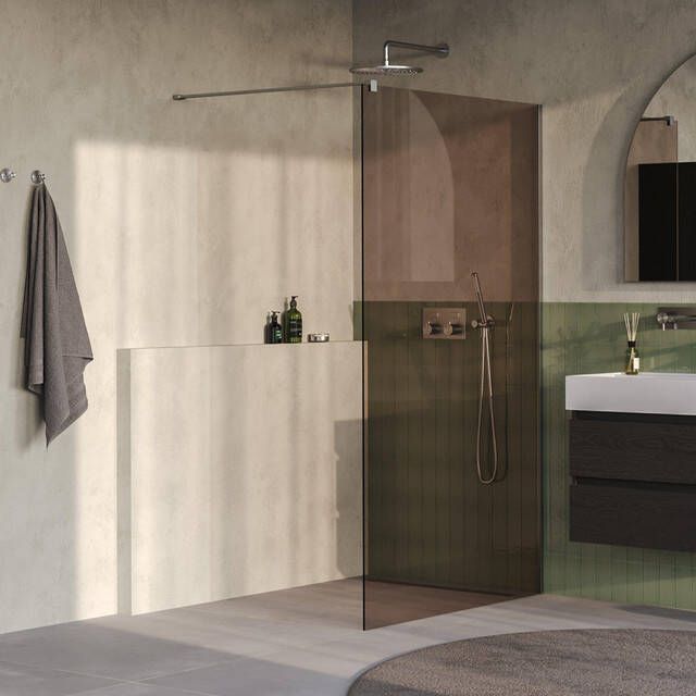 Brauer Oblivion Inloopdouche 120x200cm glascoating brons glas Geborsteld RVS PVD GS-OBI1B120200NG