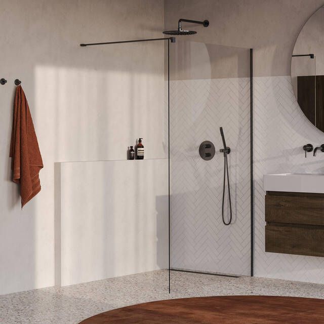 Brauer Oblivion Inloopdouche 120x200cm glascoating helder glas geborsteld gunmetal PVD GS-OBI1H120200GM