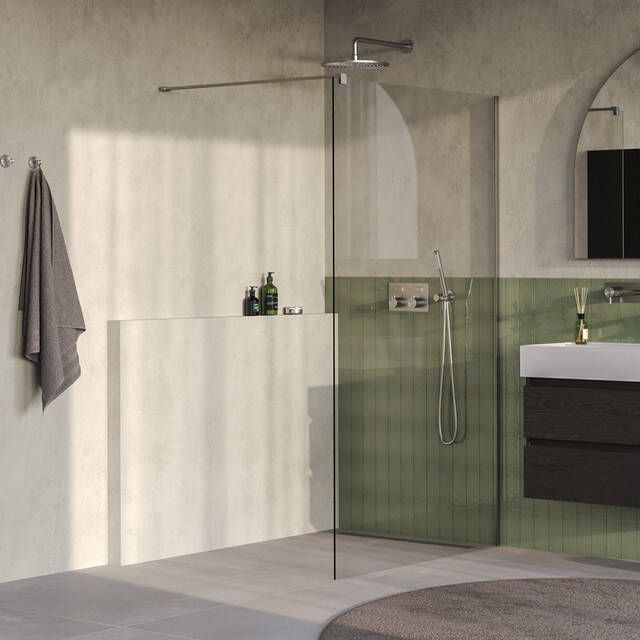 Brauer Oblivion Inloopdouche 120x200cm glascoating helder glas Geborsteld RVS PVD GS-OBI1H120200NG