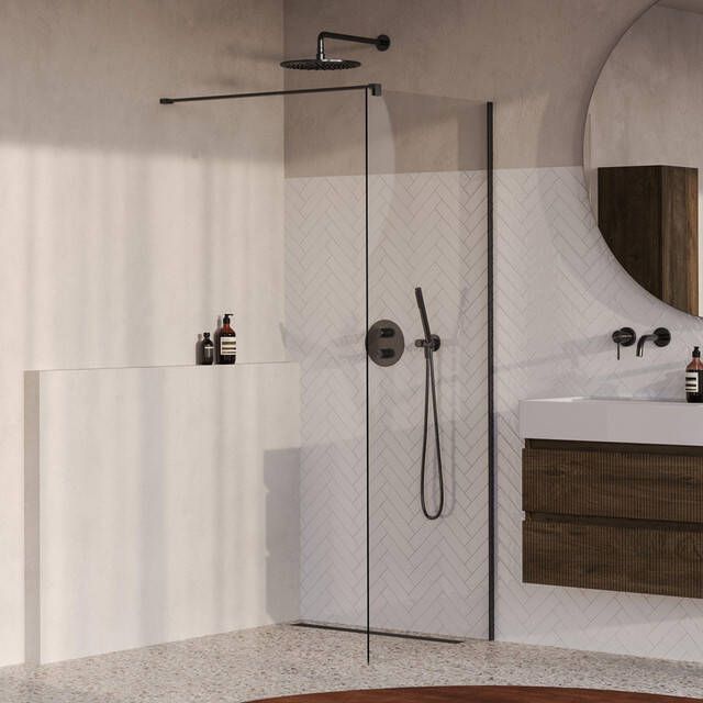 Brauer Oblivion Inloopdouche 80x200cm glascoating helder glas geborsteld gunmetal PVD GS-OBI1H80200GM
