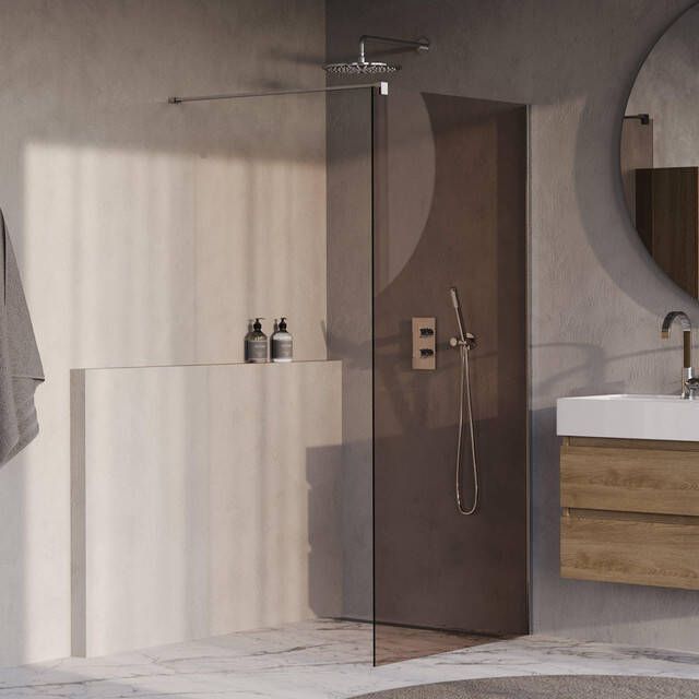 Brauer Oblivion Inloopdouche 90x200cm glascoating brons glas Chroom GS-OBI1B90200CE