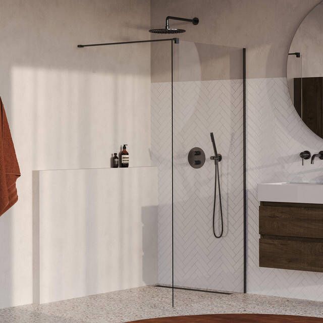 Brauer Oblivion Inloopdouche 90x200cm glascoating helder glas geborsteld gunmetal PVD GS-OBI1H90200GM